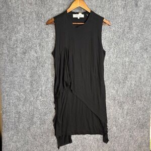 Diane von Furstenberg DVF Black Asymmetrical Draped Sleeveless Tunic Top Medium